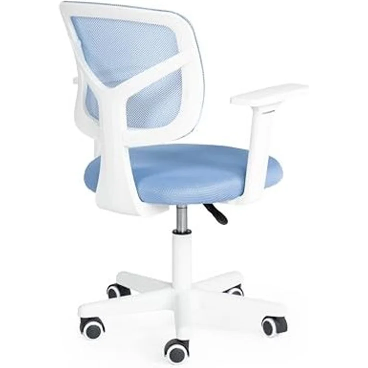 FurnitureR Kinder-Schreibtischstuhl mit Armlehnen, Höhenverstellbar 38.5–50.5cm, Atmungsaktive Netzlehne, 360° Drehbar, 5 Rollen – Ergonomischer Lernstuhl für Kinderzimmer & Schule, Blau – Bild 7