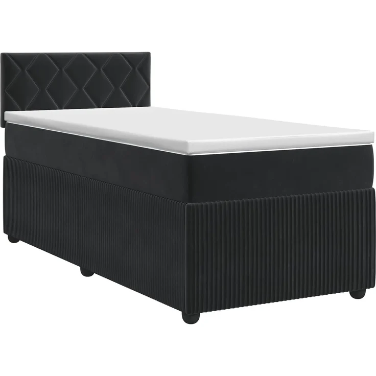 vidaXL Boxspringbett mit Matratze Schwarz 100 x 200 cm Samt 3451627 – Bild 2