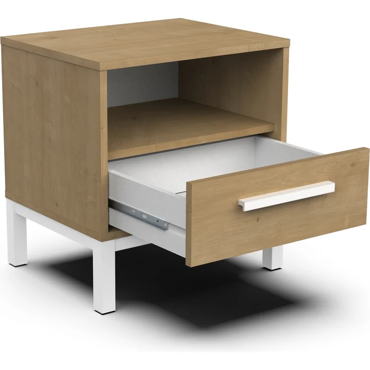 Calicosy Nachttisch 1 Schublade und 1 Fach Eiche- und Weißdekor L53,4 cm – CRAFT - Helles Holz – Bild 5