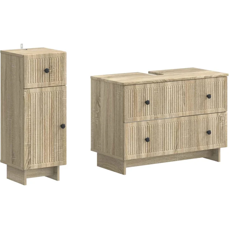 vidaXL 2-teiliges Badezimmer Schrank Set EDE Sonoma-Eiche 3417659 – Bild 2
