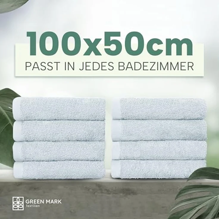 NatureMark Handtücher - Set mit 8 Stück – 100% Baumwolle, Weich & Saugfähig, Premium Qualität für Badezimmer, Spa und Fitness, 50 × 100 cm, Frühlingsblau – Bild 3