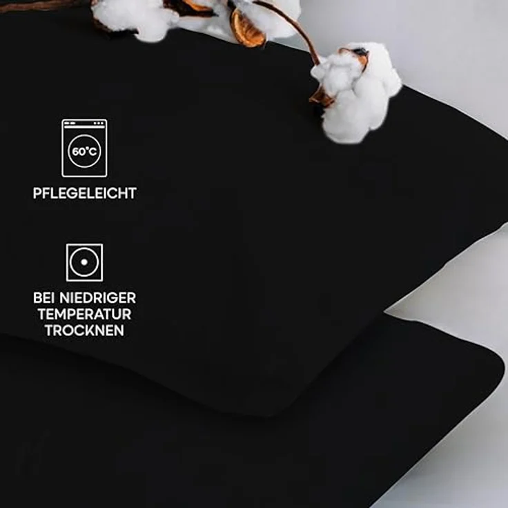 Twinzen® Kissenbezug 40x80 (2er-Set) - 100% Jersey Baumwolle 150 GSM Kissenbezüge - Schwarz - Für Kissenbezüge 40x80 cm - Kissenhülle - Kissenbezug mit Reißverschluss - Oeko-Tex Zertifiziert – Bild 7