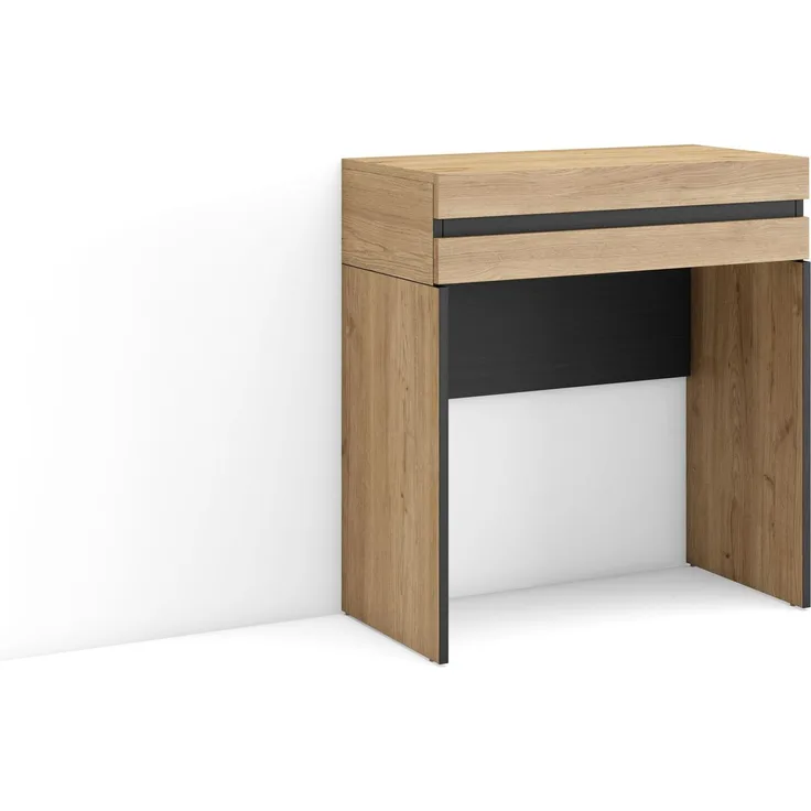 Skraut Home | Schminktisch | Frisiertisch mit Stauraum | 70 x 75 x 35 cm | mit Schublade | Schlafzimmer | Moderner Stil | Eiche