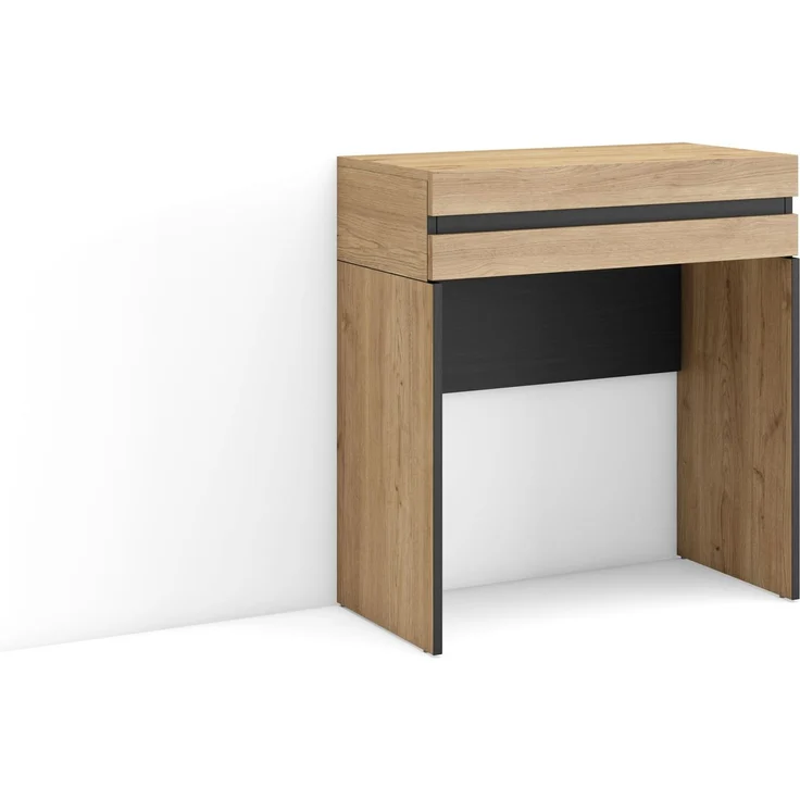 Skraut Home | Schminktisch | Frisiertisch mit Stauraum | 70 x 75 x 35 cm | mit Schublade | Schlafzimmer | Moderner Stil | Eiche