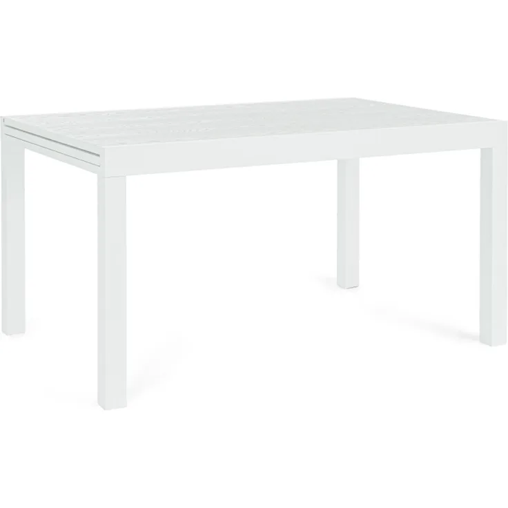 Gartenesstisch Cliv ausziehbar aus Aluminium, modern, weiß, rechteckig für 6–8 Personen