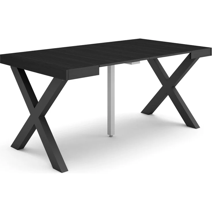 Skraut Home | Ausziehbarertisch | Multifunktionaler ausziehbarer | 160 | Für 8 Gäste | Massivholz Beine | Moderner Stil | Schwarz