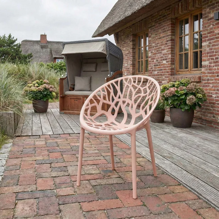 CLP Gartenstuhl Hope mit Lehne stapelbar wetterfest UV-beständig bis 150 kg,rosa – Bild 3