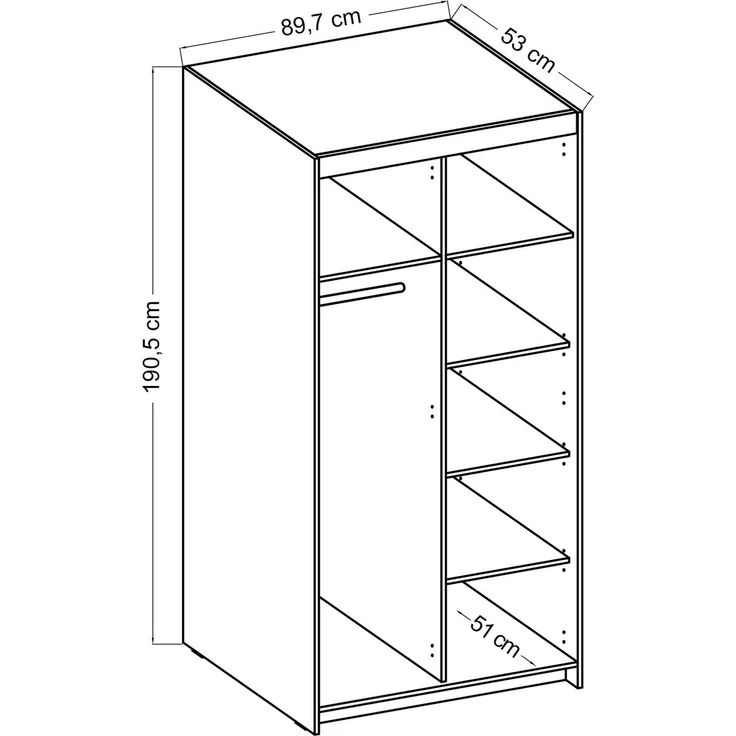 AX LIVING Weißen Kleiderschrank Storicos 2T 89,7cm Breite, 2 türiger – Bild 7