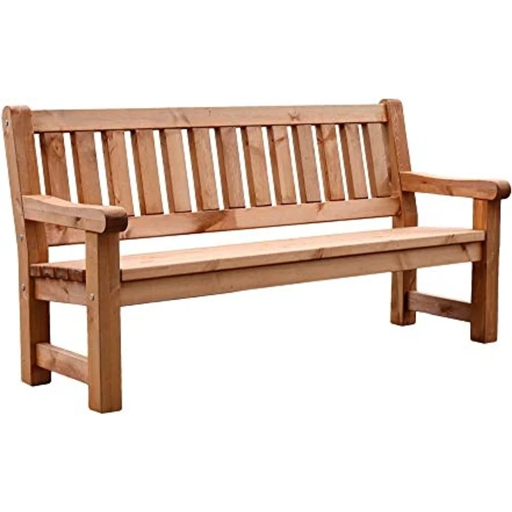 Gartenbank ALLGÄU 184 cm Kiefer geölt mit Armlehne 3-sitzig – Bild 3