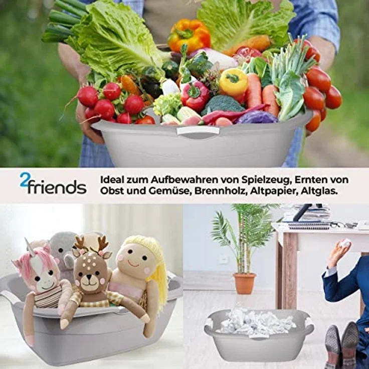2friends Wäschewanne Premium Wäschekörbe ohne Löcher (3er Set 68x46x25 cm), Multifunktional für den Haushalt – Bild 7