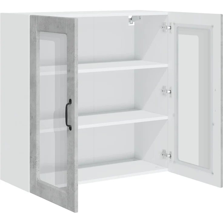 vidaXL Wandglas-Schrank PORTO Betongrau 80 x 31 x 80 cm Holzwerkstoff 885418 – Bild 5