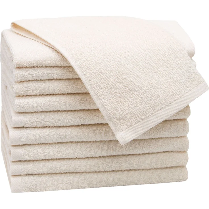 ZOLLNER 10er Set Gästetücher, Baumwolle, 30x50 cm, 420g/qm, natur – Bild 1