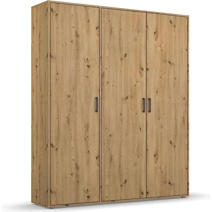 Rauch Möbel Voyager Schrank Kleiderschrank Drehtürenschrank, Eiche Artisan, 3-türig, inkl. 1 Kleiderstange, 4 Einlegeböden BxHxT 140x194x53 cm