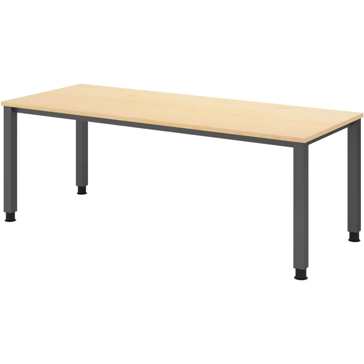 bümö manuell höhenverstellbarer Schreibtisch 200x80 cm in Ahorn, Metall-Gestell: Graphit - PC Tisch höhenverstellbar & belastbar bis 140 kg, Büro- und Computertisch, QS-20-3-G – Bild 1