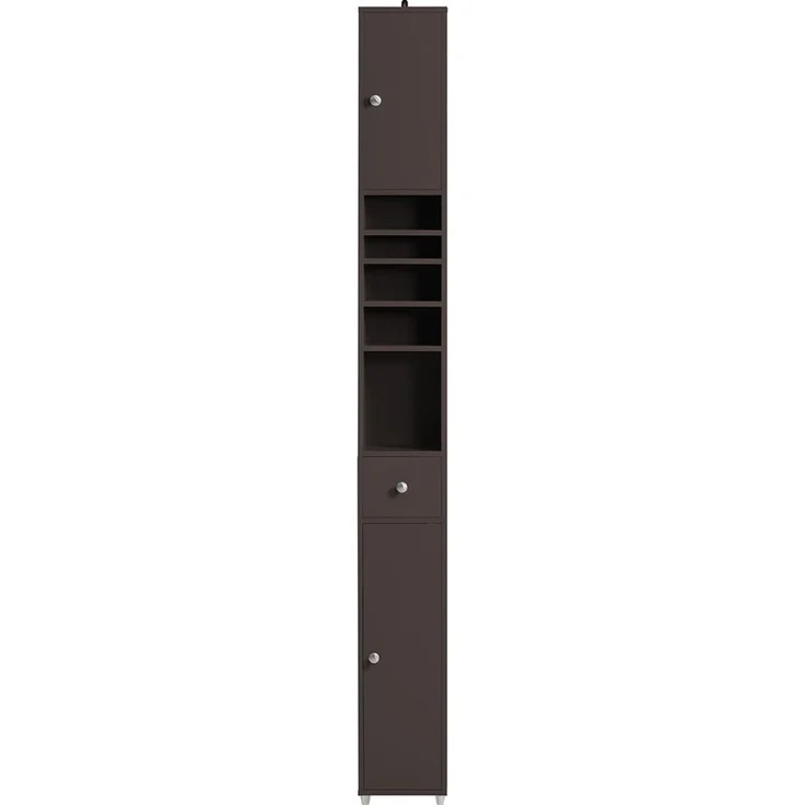 SoBuy BZR34-BR Badezimmer-Hochschrank, MDF, Lackiert, Dunkelbraun, 20 x 180 x 20 cm – Bild 1