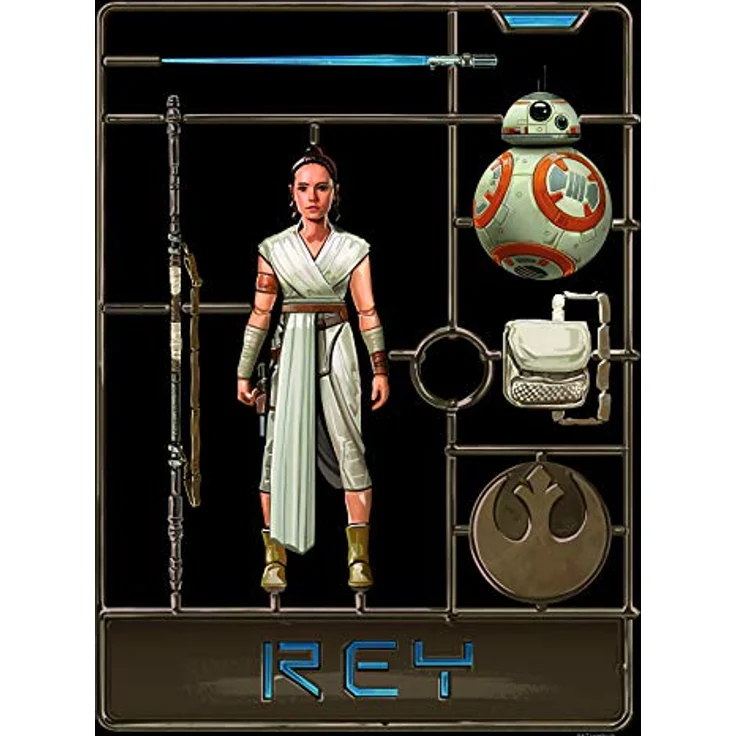 Komar Wandbild Star Wars Toy Rey, Kunstdruck 40 x 50 cm, gerahmt, für Kinder- und Jugendzimmer, fotorealistischer Druck, hochwertiges Fotopapier, Made in Germany – Bild 1
