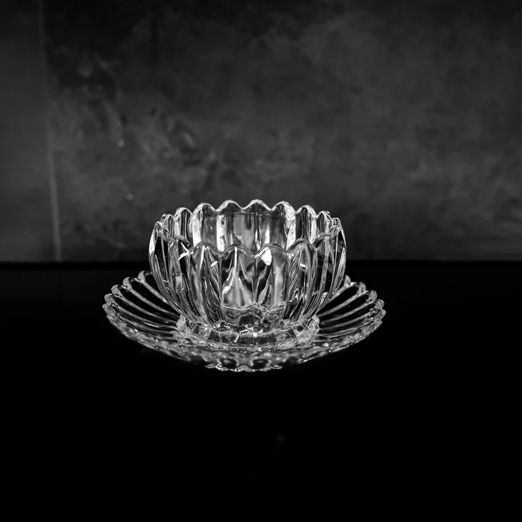 La Fiore Glasschalen mit Unterteller - 12-teiliges Set in Lotus Design – Bild 4