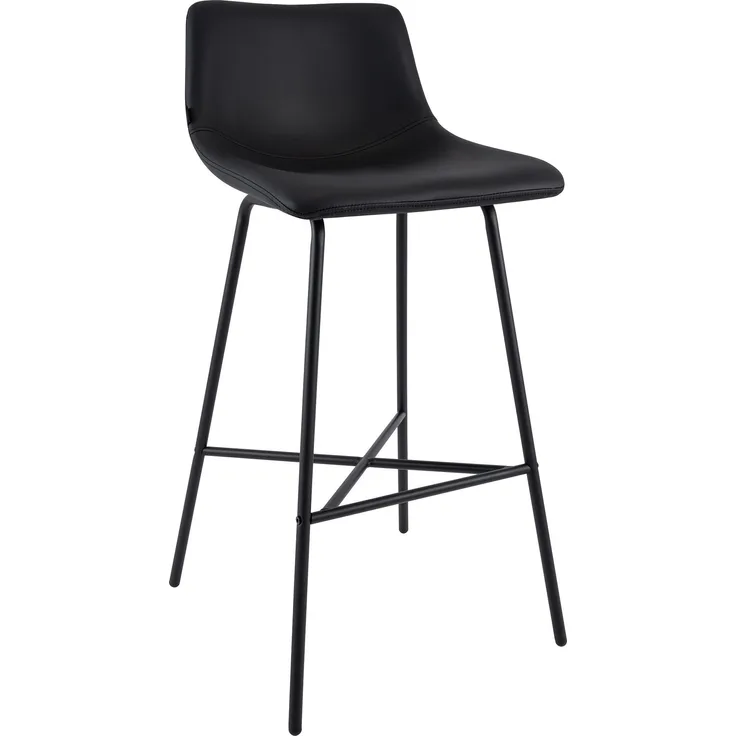 CLP Barhocker Altona gepolstert mit Rückenlehne und Fußstütze Metallgestell schwarz,schwarz Kunstleder