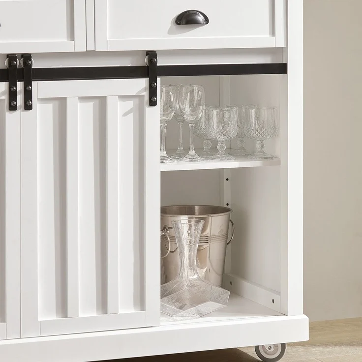 SoBuy FKW94-W Kücheninsel, MDF, Hochglanz, Weiß, 107 x 95 x 46 cm – Bild 9