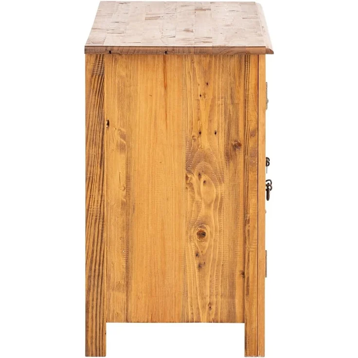 Waschtisch Rangun 140x74x45 cm recycelte Pinie Massivholz braun Woodkings Serie Rangun Waschbeckenunterschrank Waschtischschrank A-Linie – Bild 6