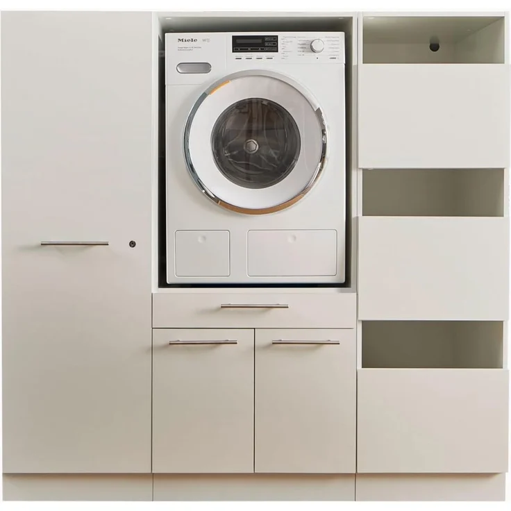 LAUNDREEZY Waschmaschinenschrank, Wäscheschrank und Mehrzweckschrank, Weiß - Waschmaschinen-Überbauschrank TÜV-zertifiziert mit viel Stauraum - 167,5 x 162 x 67,5 cm (B/H/T) – Bild 1