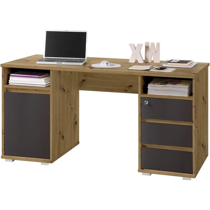 Schreibtisch >Flinn< in Artisan Eiche Nachbildung - 145x65x65cm (BxHxT)
