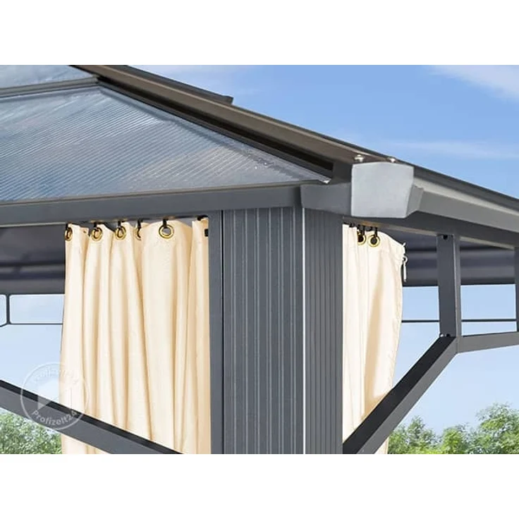 Gartenpavillon Hardtop Sunset Deluxe champagner, 3x3 m, Polycarbonat Dach 8mm Pavillon 4 Seitenteile ca. 9x9 cm Profil – Bild 4