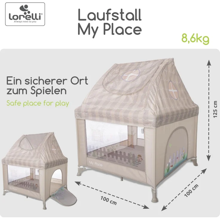 Lorelli Reisebett My Place Dach Fenster faltbar Matratze Schlupfloch Tragetasche grau – Bild 2
