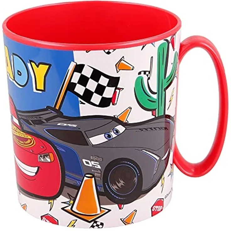 Disney Cars Becher - Mikrowellengeeigneter Kunststoffbecher 390 ml – für Kinder, 1-tlg, ideal für den täglichen Gebrauch, perfekt für die Kinder