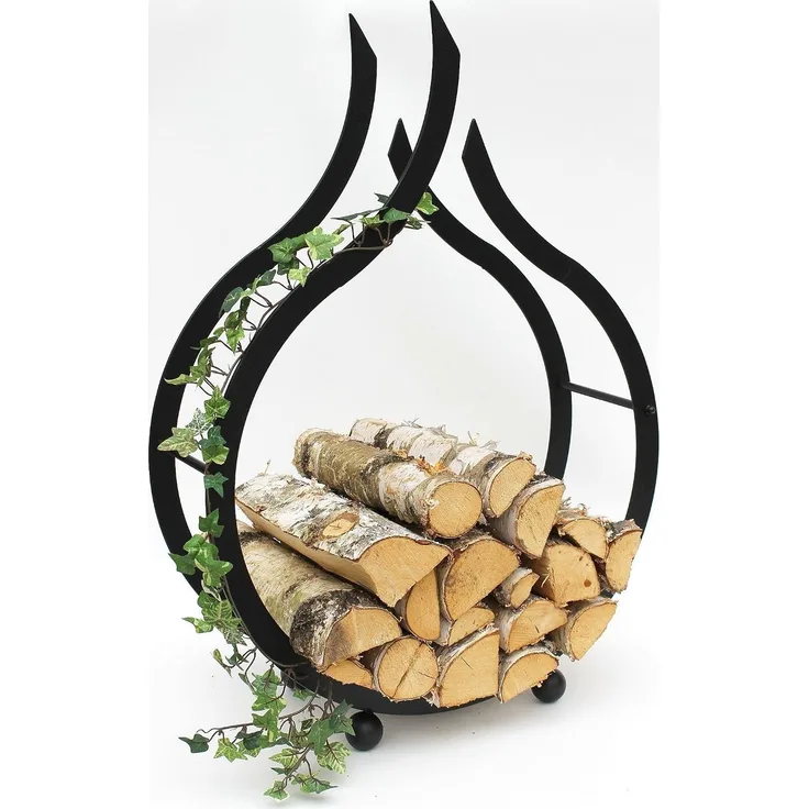 Kaminholzregal Flamme Kaminholzständer 78 cm Holzkorb Kaminholzhalter Holzregal