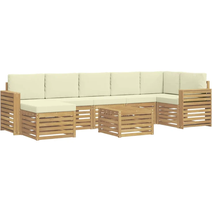 vidaXL Outdoor-Sofagarnitur 8 stk. 8-Sitzer Weiß und Creme Polyester 3392240 – Bild 2