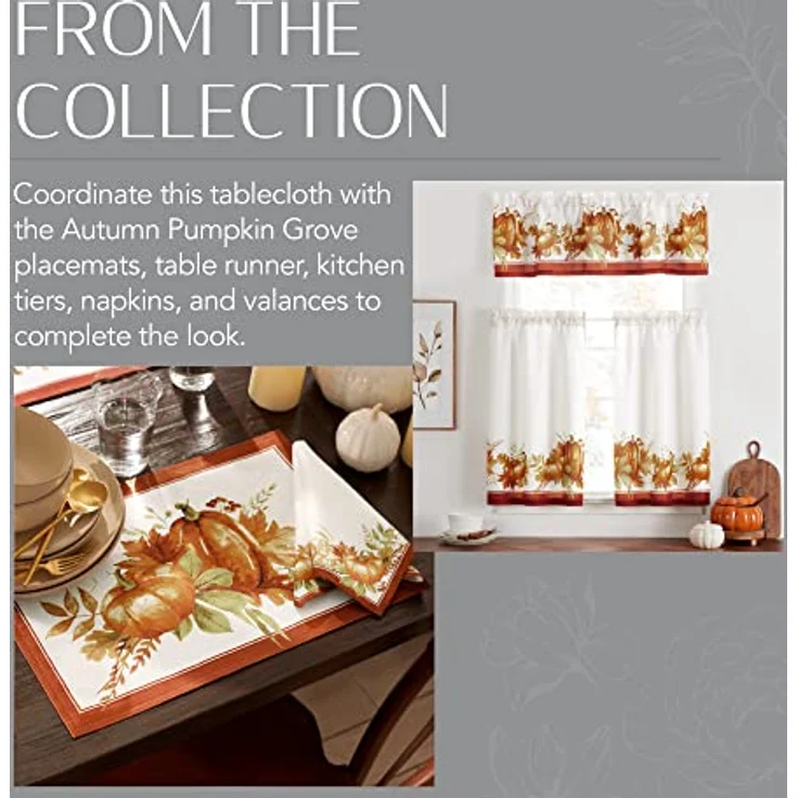 Elrene Home Fashions Autumn Pumpkin Grove Tischdecke, Polyester, Bunt, 60"x120" Rectangle (Tablecloth) – Bild 7