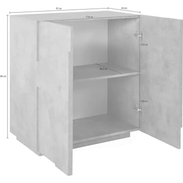 Dmora - Kommode Raoul, Küchen-Sideboard mit 2 Türen, Wohnzimmer-Buffet, 100 % Made in Italy, 81 x 44 x 86 cm, Schiefer, – Bild 3