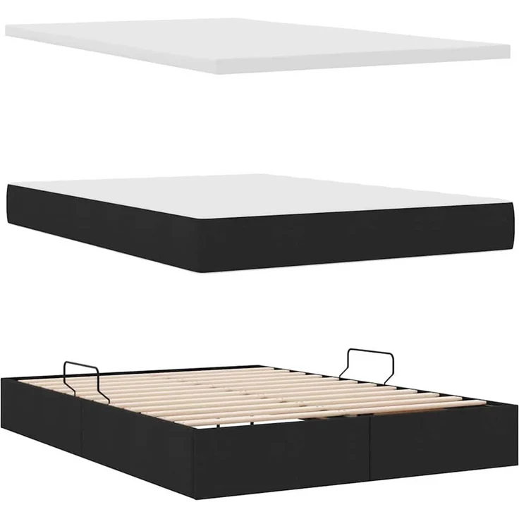 vidaXL LED-Speicherbett mit Matratze Schwarz 140 x 190 cm Stoff 3371144 – Bild 9