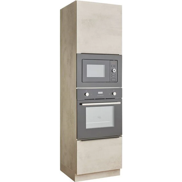 BASIC by Balculina Backofenumbauschrank Sanibel Küchenschrank, Küchenhochschrank BxHxT 60 x 210 x 58 (1-St) Mit 1 Tür und 1 Auszug, 2 offene Fächer für Backofen und Mikrowelle – Bild 4