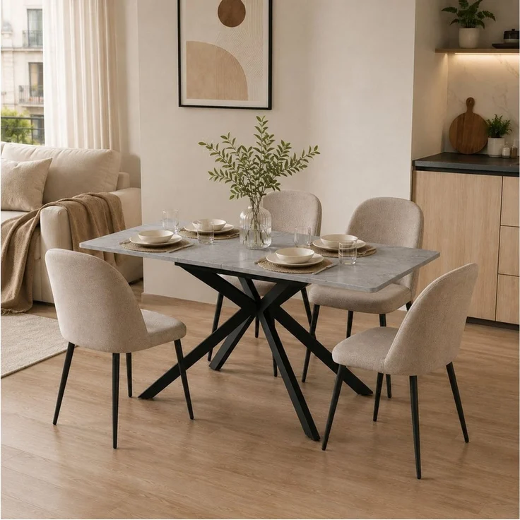 i@home Esstisch Küchentische Kaffee- & Freizeittisch (Kreuzbein-Design, 1-St, automatisch erweiterbar), moderner Ausziehbarer 150/180×70×76 cm Marmorstruktur – Bild 1