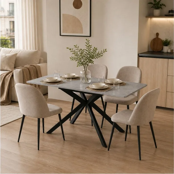 i@home Esstisch Küchentische Kaffee- & Freizeittisch (Kreuzbein-Design, 1-St, automatisch erweiterbar), moderner Ausziehbarer 150/180×70×76 cm Marmorstruktur