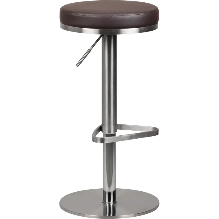 Wohnling Barhocker Edelstahl höhenverstellbare Sitzhöhe 57 - 82 cm braun