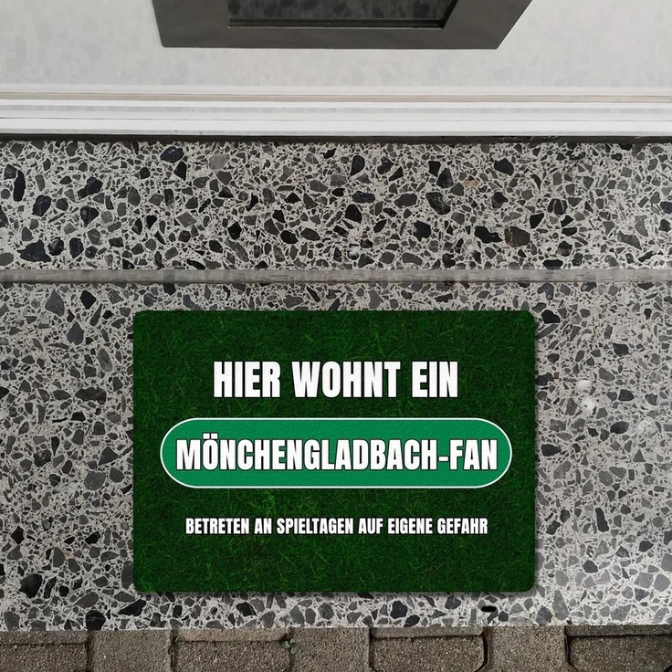 speecheese Fußmatte Hier wohnt ein Mönchengladbach Fan Fußmatte in 35x50 cm ohne Rand mit – Bild 1