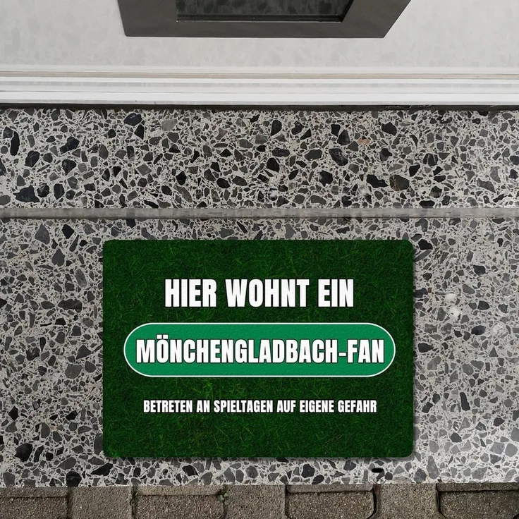 speecheese Fußmatte Hier wohnt ein Mönchengladbach Fan Fußmatte in 35x50 cm ohne Rand mit