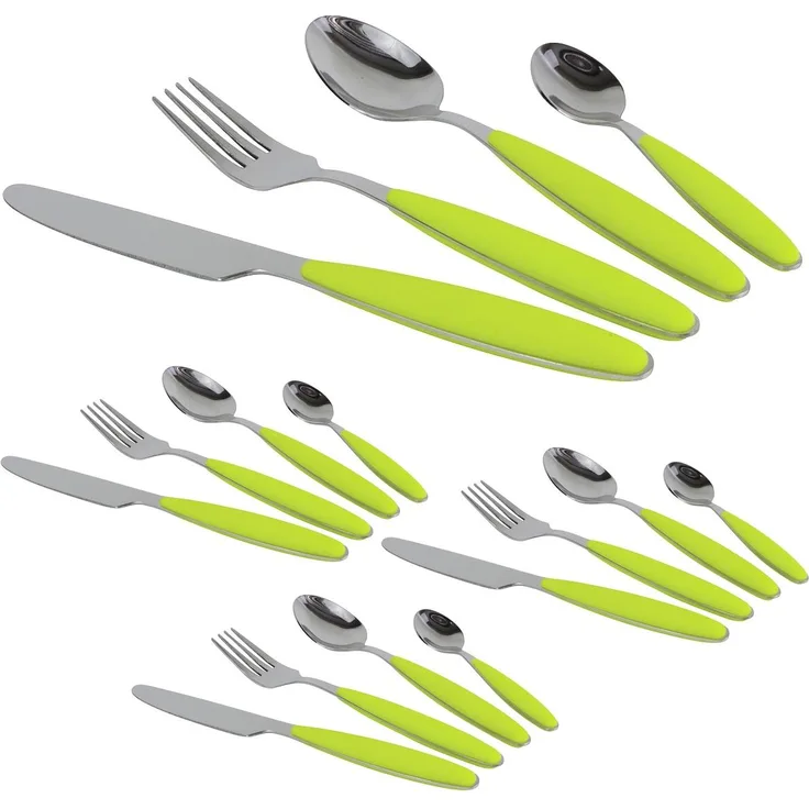 GIMEX Campingbesteck 16-teilig - lime - Edelstahl