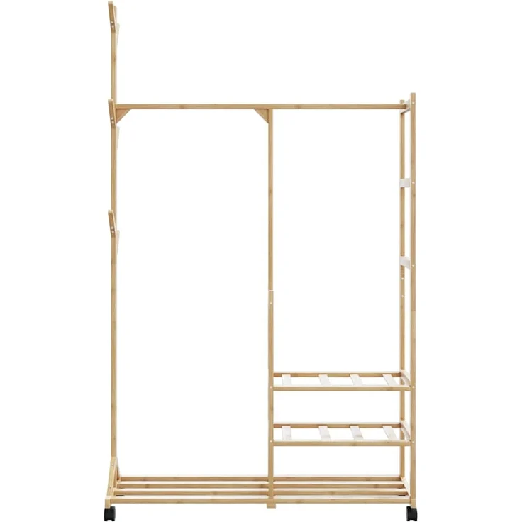 vidaXL Kleiderständer mit Ablagen und Rollen 100x38x175,5 cm Bambus 4008919 – Bild 3