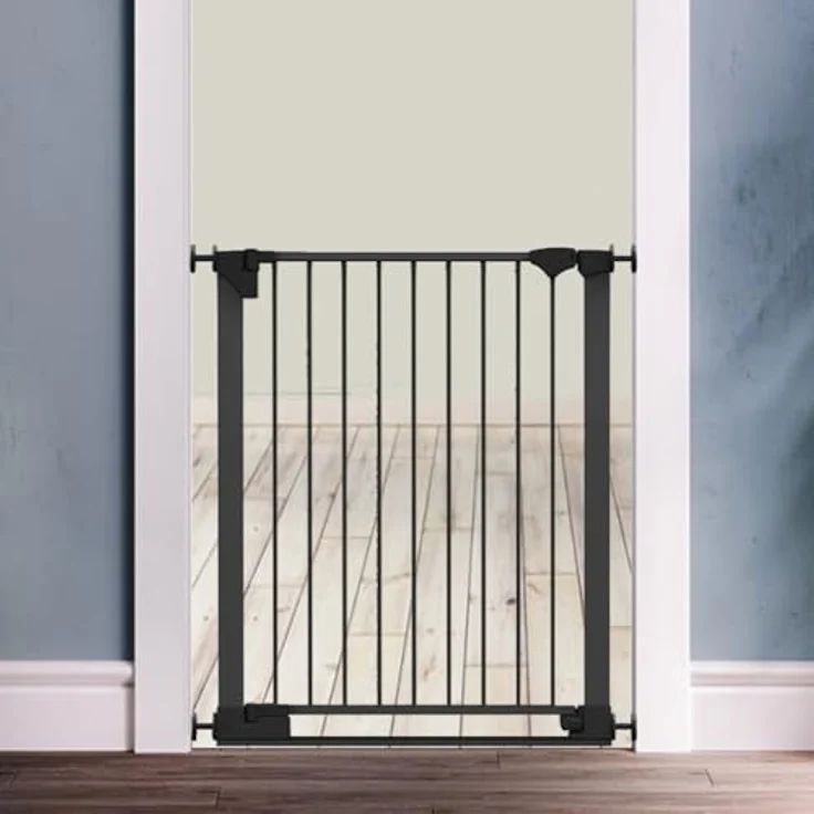 Bettacare Sicherheitsstuffen Haustiergitter, Schwarz, 68cm - 75cm, Extra Niedrige Durchgangshöhe, Druckmontage Sicherheitsgitter, Haustiergitter für Treppen, Einfache Installation – Bild 8