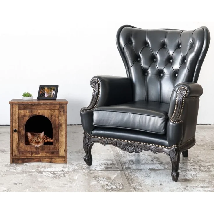 Katzenschrank für Katzenklo mit Tür, braun, 50 x 48 x 50 cm – Bild 2