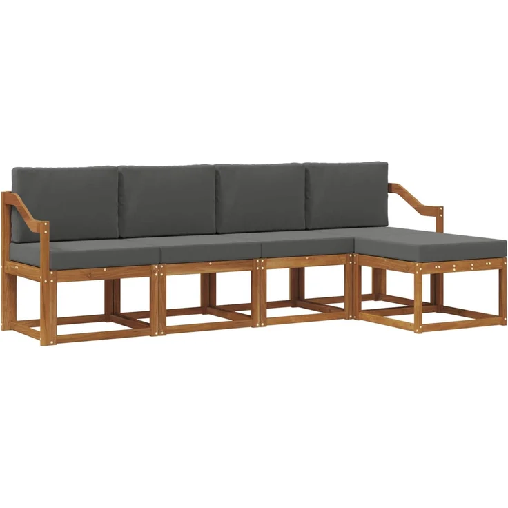 vidaXL Outdoor-Sofagarnitur mit Kissen 5 pcs Natur und Anthrazit 3366270 – Bild 2