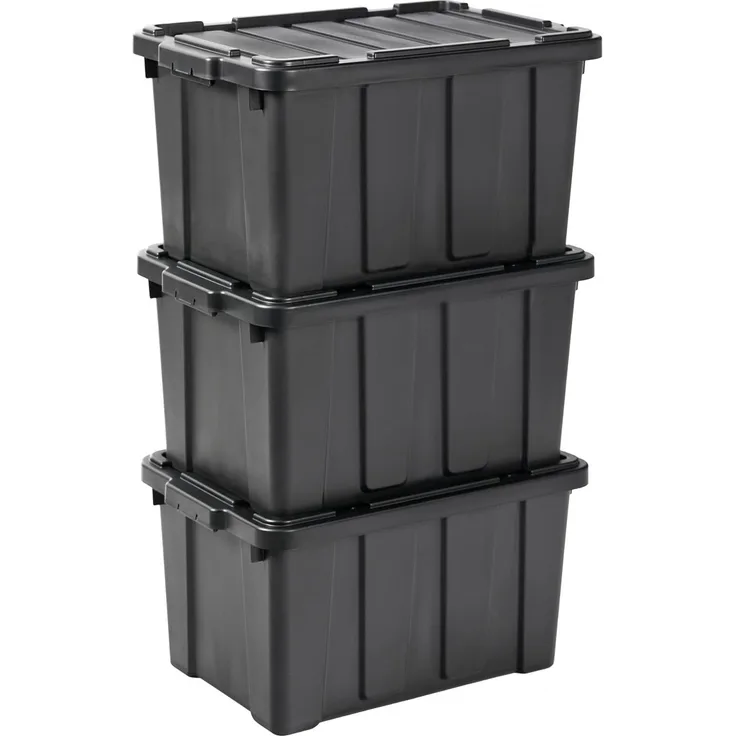 Iris Ohyama Heavy Duty Organisation Boxes, 50L, 3er-Set, Rot, Groß, Robust, Stapelbar, Aufbewahrungsbox, Für Garage, Regale, Umzug, Plastik, Utility, Werkzeugkiste, DDSKT-450