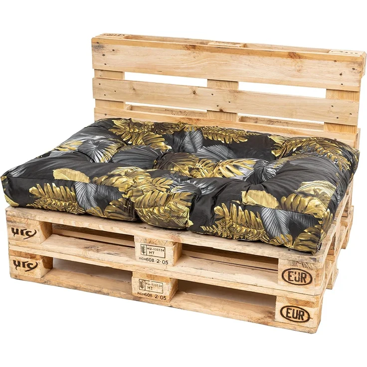 TexDeko® Garden Palettenkissen 120 x 80 x 18 cm wasserabweisen UV - beständigd In- & Outdoor Premium Sitzkissen gesteppt Palettenauflage für Europaletten Palettenpolster (Blume)