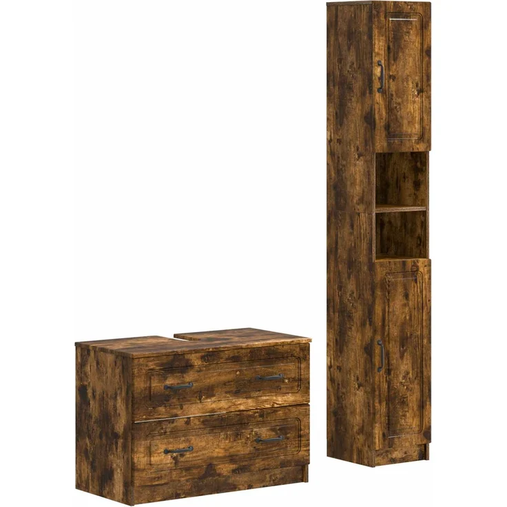 vidaXL 2-teiliges Badezimmer Schrank Set UTRECHT Raucheiche 3417572 – Bild 2