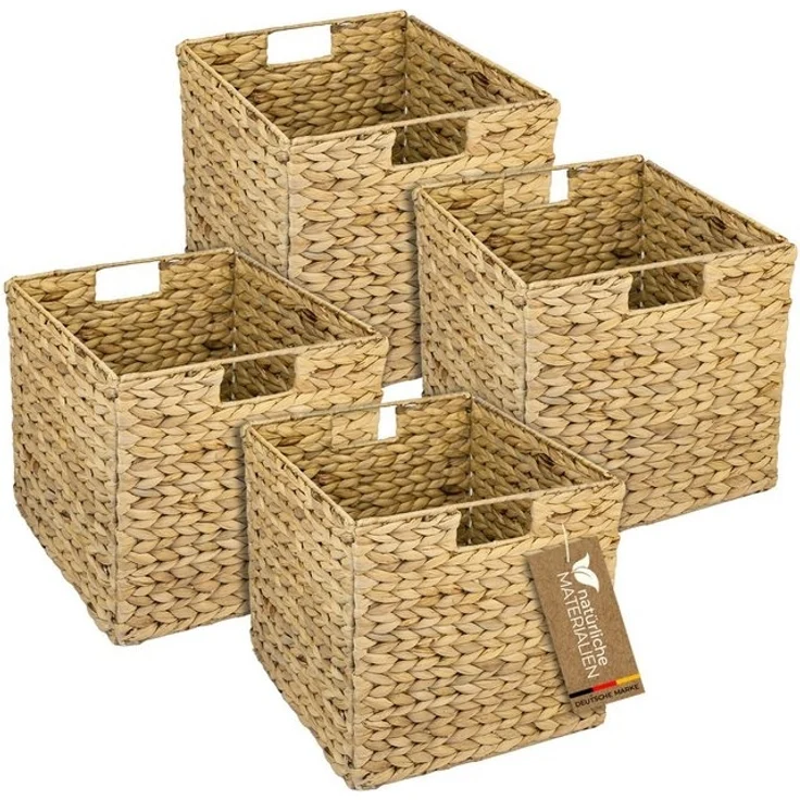 HMF Regalkorb Nachhaltiger Aufbewahrungskorb, geflochten aus Wasserhyazinthe Seegras, passend für Kallax Regale 32 x 34,5 x 32 cm, natur – Bild 4