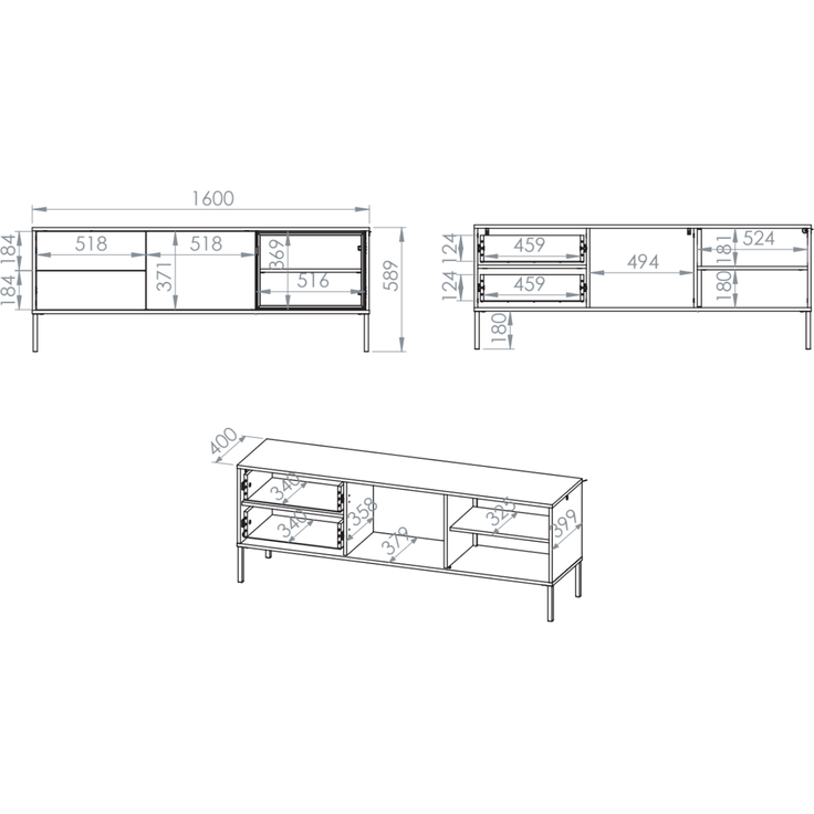 Selsey 'Barnee' - TV-Lowboard mit beleuchteter Glasvitrine, Eichenholzoptik, 160 cm – Bild 5